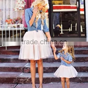 Custom Matching Clothes Mother and Daughter 100% Nylon Tulle Cream Skirts MOMMY AND ME SET thumbnail-5
