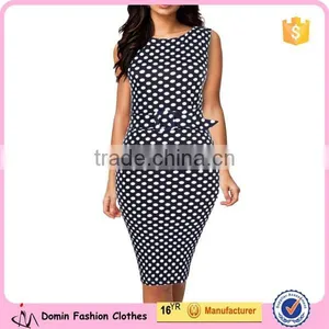 Women's Vintage Pinup Polka Dot Pencil Business Dress thumbnail-1