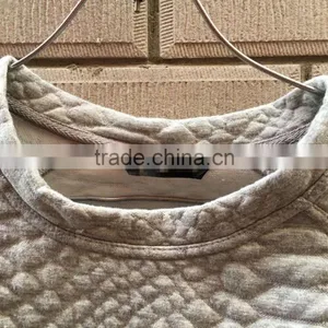 Stock Clothing Women Round Neck Grey Cropped Plain Cotton Sweatshirt thumbnail-2