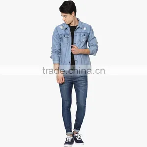 Men Denim Jean Jacket Wholesale Ripped With Pocket Outdoor Casual Wear thumbnail-2
