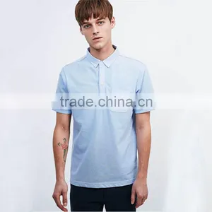 Plain Blue Polo With Chest Pocket 100 Percent Cotton Mens Polo Shirts T-shirt thumbnail-1