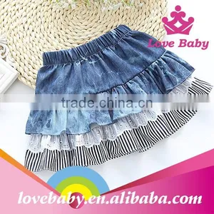 Latest Korean Stripe Bowknot Children Demin Jeans Skirts thumbnail-4