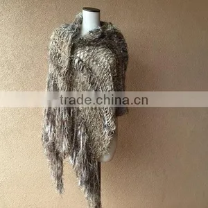 Blanket Scarf Style of Warm Shawl, Large Shawl, Beige Shawl Hand Knit for Women With Black, Ivory Off White, Taupe Shawl, Fring thumbnail-5