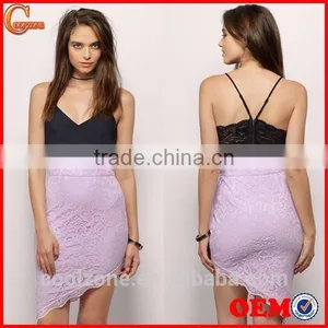 2015 New Arrival Summer Women Fashion Lavender Crochet Lace Pencil Mini Skirt thumbnail-1