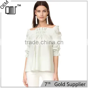 Soft Allover Puckered Weave Mint Linen Stripe Blouse thumbnail-1