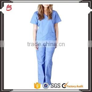 V Neck Two Pockets High Quality Scrub Sets Top & Pants Staff Uniform thumbnail-1