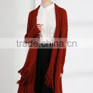 2017 Hot Sale Wool Thick Knitting Front Open Abaya Cardigan for Women thumbnail-2