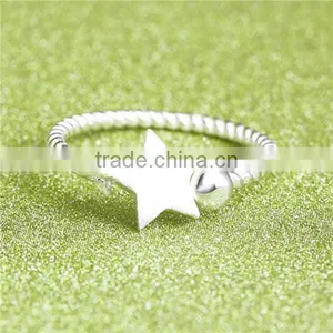 White Copper Cable Twisted Open Rings Silver Plated Pentagram Star Spiral thumbnail-1