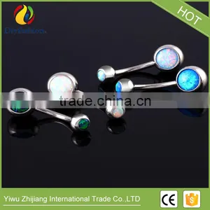 Elegant Navel Ring Belly Ring With Two Opal Balls Body Piercing Jewelry thumbnail-3