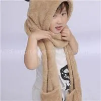 Fashion Neck Warm Winter Kids Boys And Girls Hoodies Gloves Pocket Earflap Hat Long Scarf Shawl Snood Wraps thumbnail-1