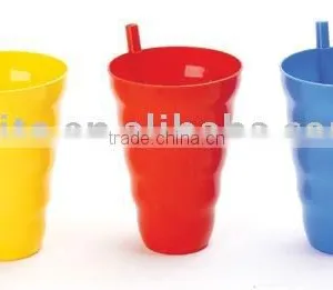 Cup Built in Straw, Kids Cup With Wave Design Drinking Cup thumbnail-1