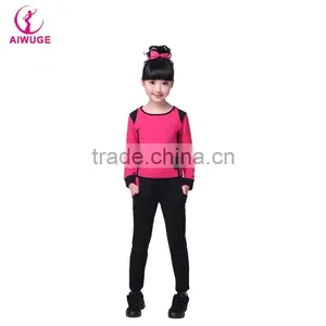 Girls Stylish Suit Kids Long Sleeve Sweatsuit Sets Children Gymnastics/Sports Suits thumbnail-1