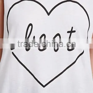 Unfinished Aarm Hole Cut Solid Color Cotton Best Babes Muscle Tee Set With Lovely Printing thumbnail-3