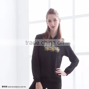 Women Wear Fleece Pattern Collar Long T-shirt thumbnail-1