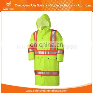 Cheap High Visibility Reflective Safety Pvc Military Poncho Raincoat thumbnail-5