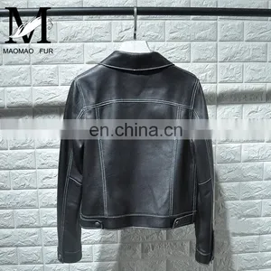 Fashionable Wholesale Women Real Leather Jacket for Ladies Cheap Leather Jackets thumbnail-1