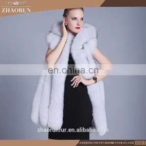 1-1.5kg Anti-shrink Long Type 100% Real Winter Hooded Fox Fur Vest and Fur Coat thumbnail-3