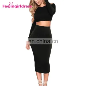Fashion Long Sleeve Tops Black Backless Midi Bodycon Sexy Women Party Dress thumbnail-2