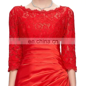 Grace Karin Elegant Long Sleeve Lace Evening Dresses Red CL4524-2 thumbnail-4
