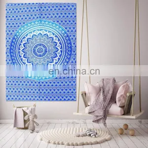 Indian Latest Tapestry Throw Cotton Yoga Mat Ombre Mandala Design Meditation Wall Hanging thumbnail-1