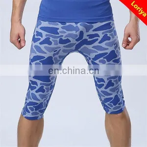New Black and Blue Leopard Printing Spandex Men's Body Shaper Slimming Pants thumbnail-3