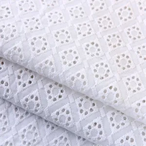 Keqiao Cotton Fabric for Dresses Embroidered White Cotton thumbnail-3