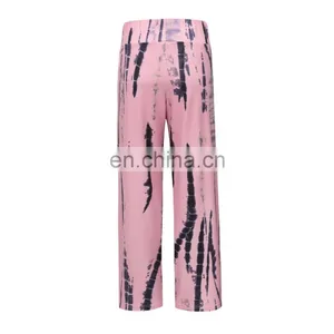 New Arrivals 2020 Spring&Summer Ladies Loose Printed Pants Women Wild-leg Tie-dye Floral Casual Trouser thumbnail-6
