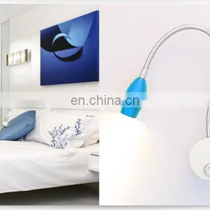 Colourful Light Head 1w 110v 220v Swing Arm Desk Lamp Hot Sell Flexible Hose Bed Lamp Decorative Led Reading Lamp thumbnail-6