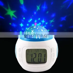 Muti-colors Digital Thermometer Led Star Sky Projector Clock thumbnail-1