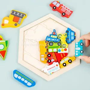 Baby Wooden Puzzle Blocks Toy Animal Fruit Jigsaw Cartoon Animal Traffic Toys Educational Toys Puzzles for Kids Gifts thumbnail-3