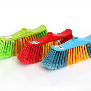 OEM Different Colour Soft Plastic Broom and Wooden Broom Stick With PVC Coated thumbnail-1