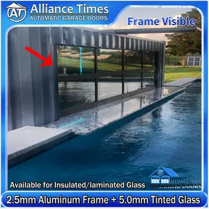 Aluminum Frame Frosted Transparent Clear Tempered Glass Panels Sectional Garage Doors thumbnail-5