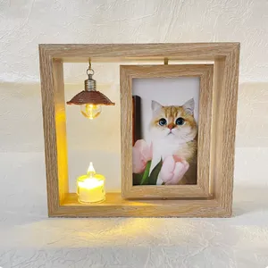 Pet Memorial Photo Frame Double Sided Wooden Dog Rotating Picture Frame thumbnail-1