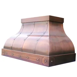 Pure Copper Range Hood Cover, Supplying Pure Handcrafted Kitchen Copper Range Hoods in Various Specifications and Types thumbnail-1