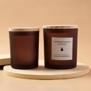 8oz 250ml Empty Amber Glass Candle Jars With Metal Lids for Home Use and Christmas Customizable Logo thumbnail-4