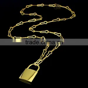 Fashion Europe Luxury Long 316L Stainless Steel Lock Necklaces thumbnail-1