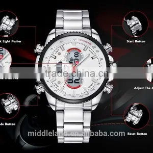 Stainless Steel Band Men's Quartz Watches Business Casual Men's Big Crown Men's Wristwatches MIDDLELAND 8018 thumbnail-4