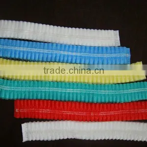 White Green Red Yellow Blue PP 10g/m2 Nonwoven Mob Caps 18" 19" 20" 21" 24" Double Elastic Latex Free thumbnail-1