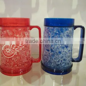 16oz BPA Free Plastic Double Wall Ice Mug Freezer Beer Mug thumbnail-3