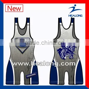 Lycra Custom High Qulicty Cheap Men Wrestling Jersey Shirt Clothing thumbnail-1