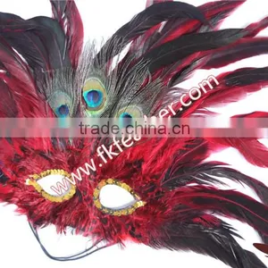 Wholesale Cheap Female Mask Red Cock Feather And Peacock Decorations thumbnail-2