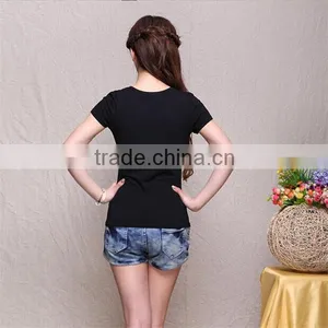 Embroidery Logo Wholesale Plain t Shirts Cheap T-shirts Women thumbnail-4