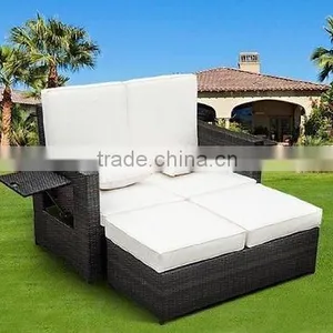 Outdoor Wicker Rattan Reclining Love Chair Seats thumbnail-1