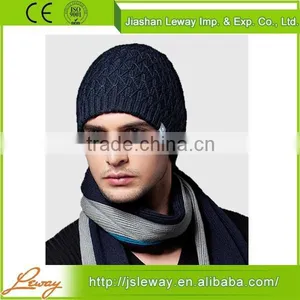 High Quality China Sale Men's Fashion Black Knitted Rib Beanie thumbnail-1