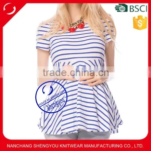 Custom 100% Cotton Jersey Yarn Dyed Maternity Clothing thumbnail-1