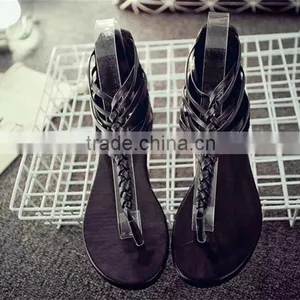 Roman Flat Thong Beach Sandals Casual Flip Zipper Flat Shoes thumbnail-1