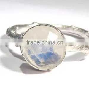 Moonstone Ring, Rainbow Moonstone Ring, Twig Rings, Silver Twig Ring, Rainbow Moonstone Twig Ring, Branch Ring, Silver thumbnail-1