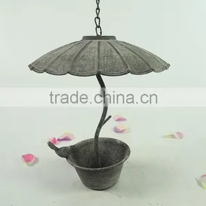14B649F Antique Decorative Umbrella Design Hanging Metal Water Pot for Birds,wholesale Birds and Finches Feeder thumbnail-1