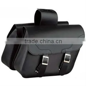 Black Leather Zip-Off Motorcycle Leather Saddle Bag thumbnail-1