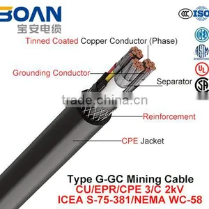 Type G-Gc Mining Cable AWG8 Cu/Epr/CPE /C 2kv ICEA S-75-381 thumbnail-1